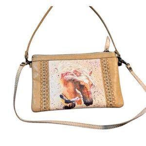 Montana West Crossbody Purse Wallet Short And‎ Long Strap Horse Western Zipper